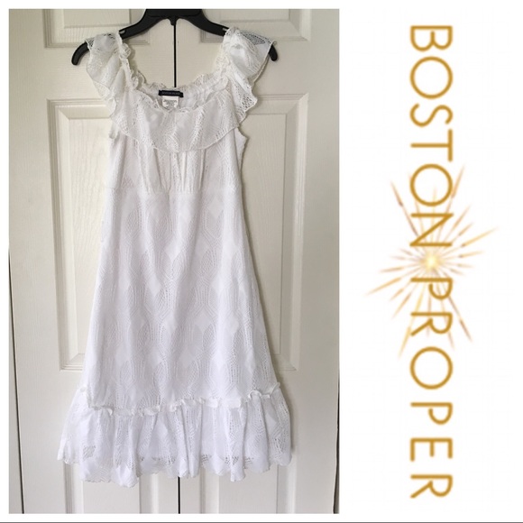 Boston Proper Dresses & Skirts - Boston Proper Crochet White Laced Dress Size 8